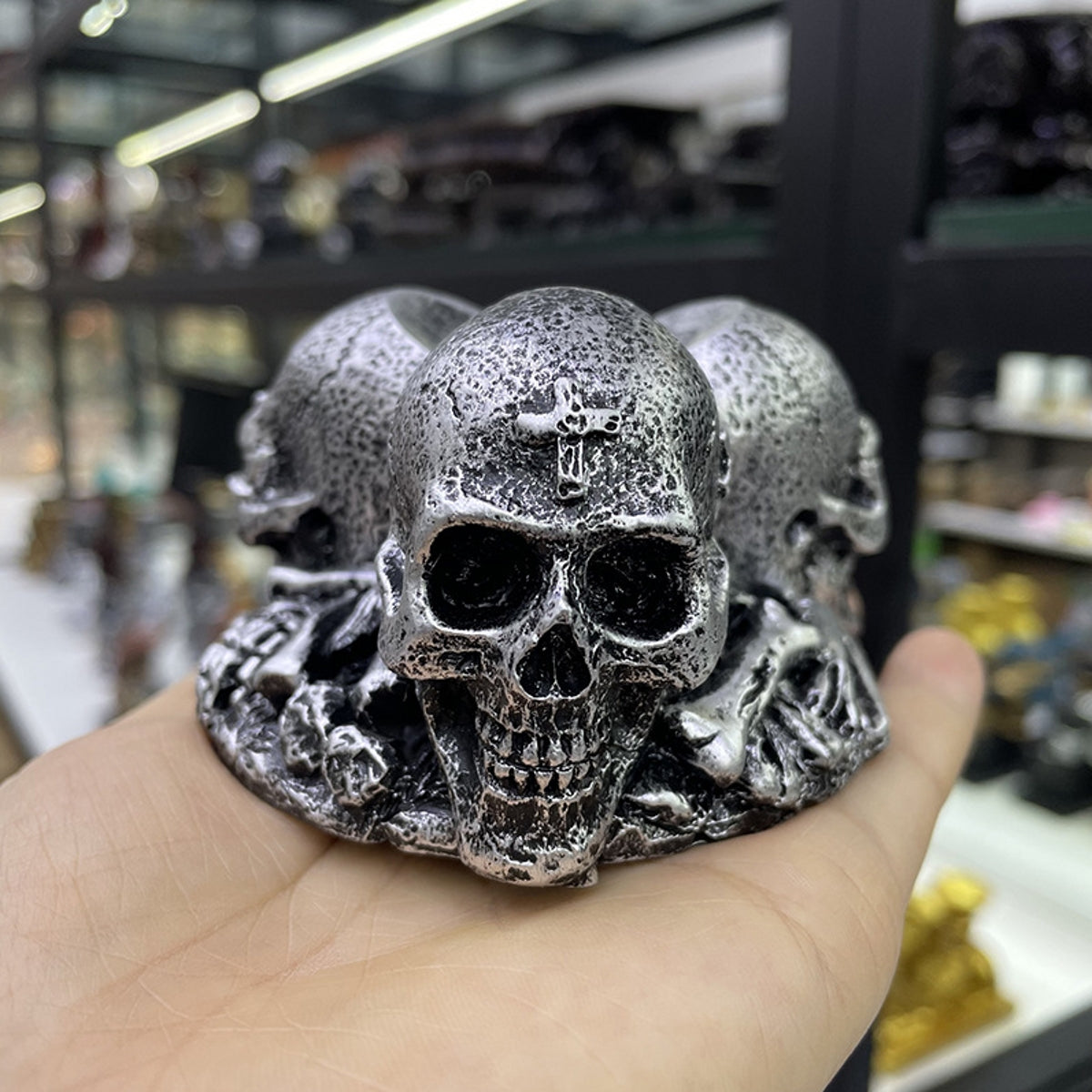Three Skull Resin Craft Ornament Sphere Holders