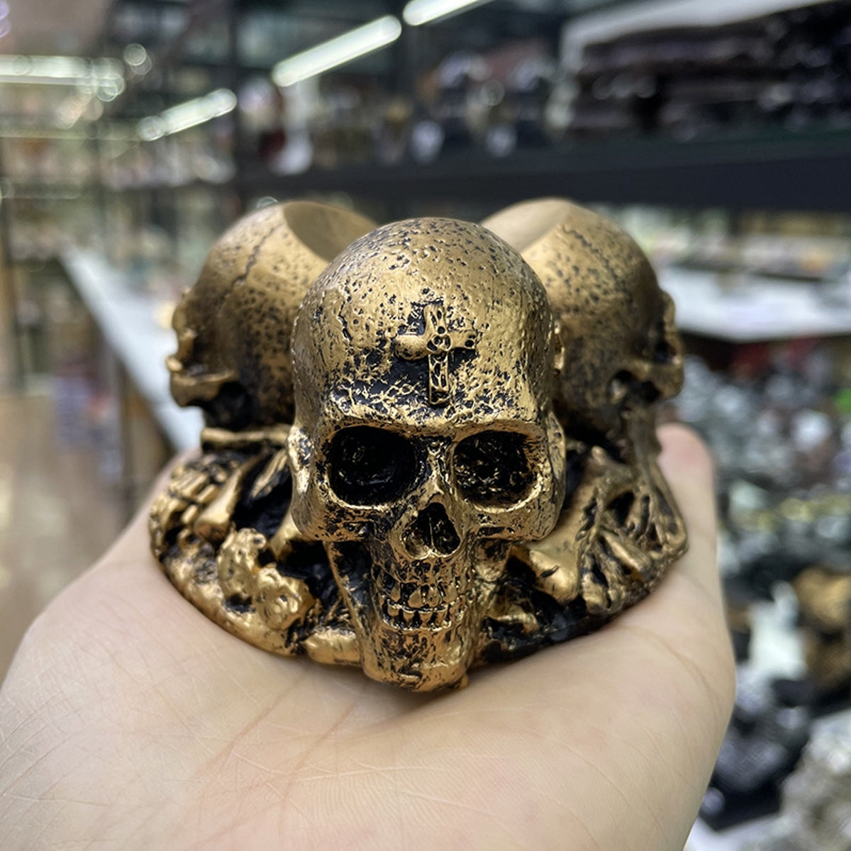 Three Skull Resin Craft Ornament Sphere Holders