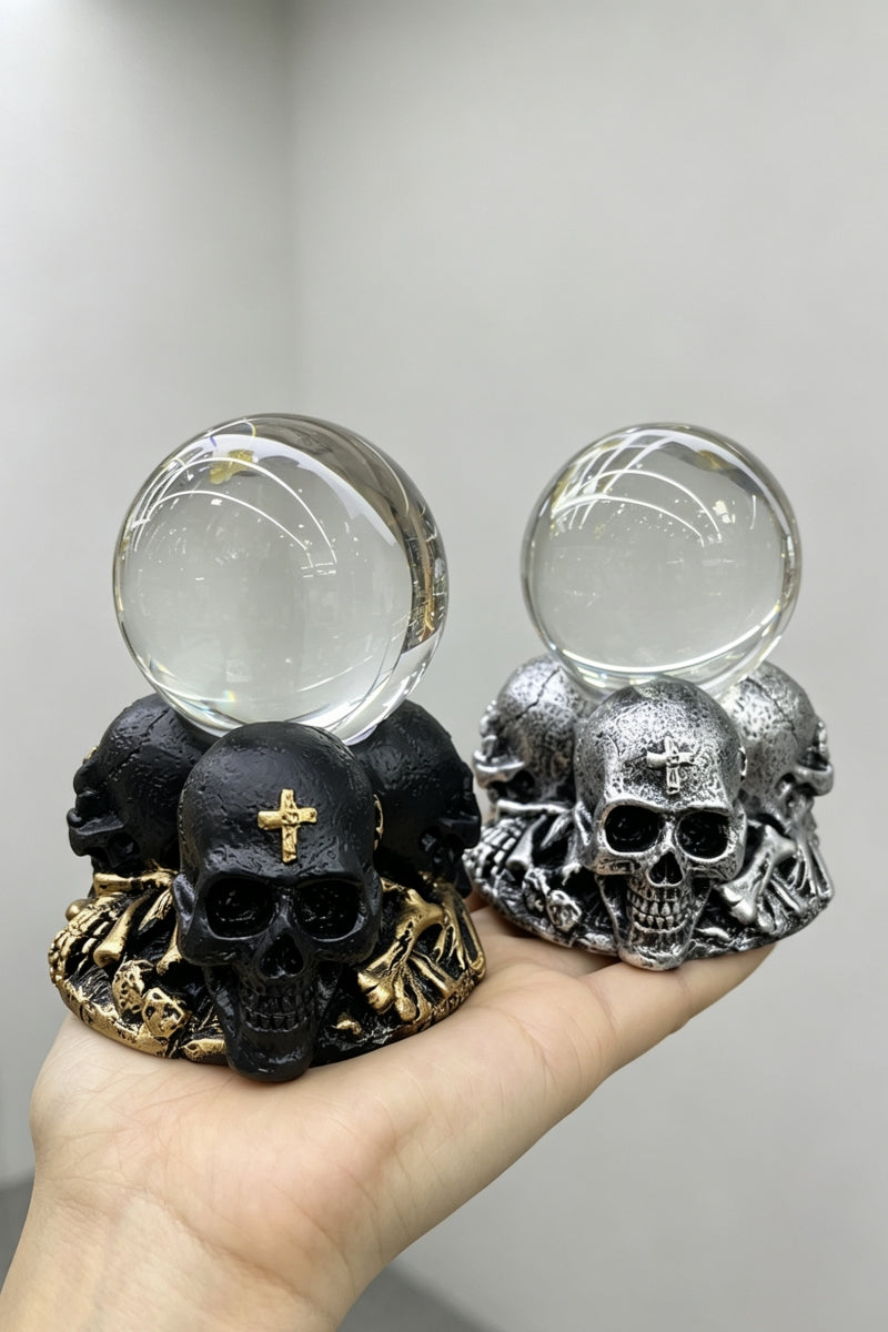 Three Skull Resin Craft Ornament Sphere Holders