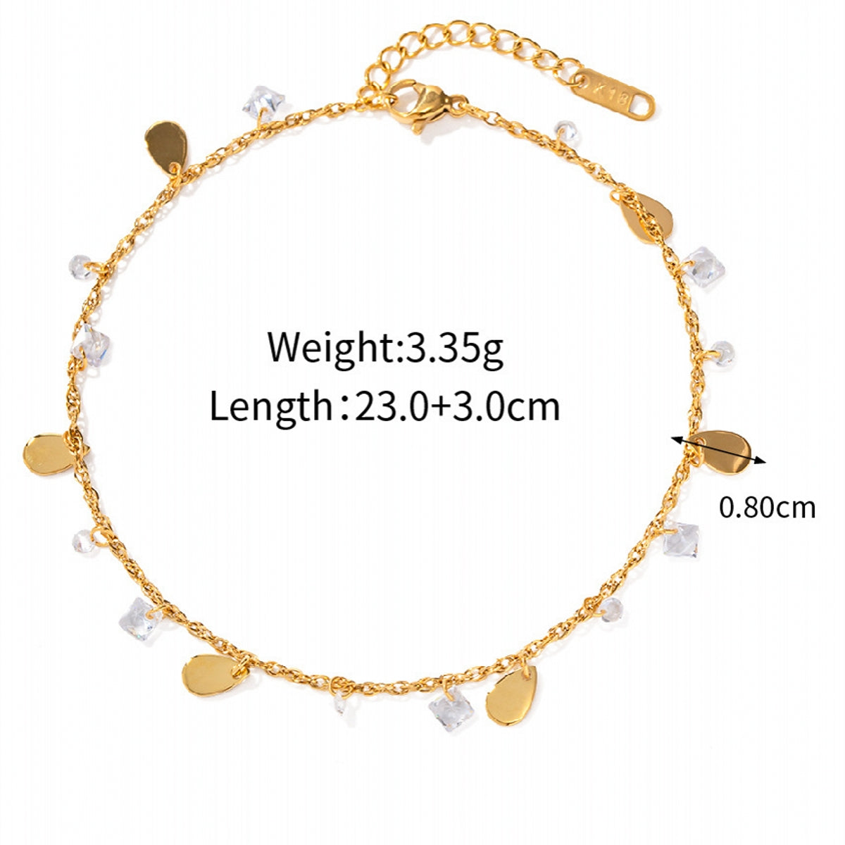 Transparent Crystal Pendant with Droplet-Shaped Pieces Tassel-Style Anklet