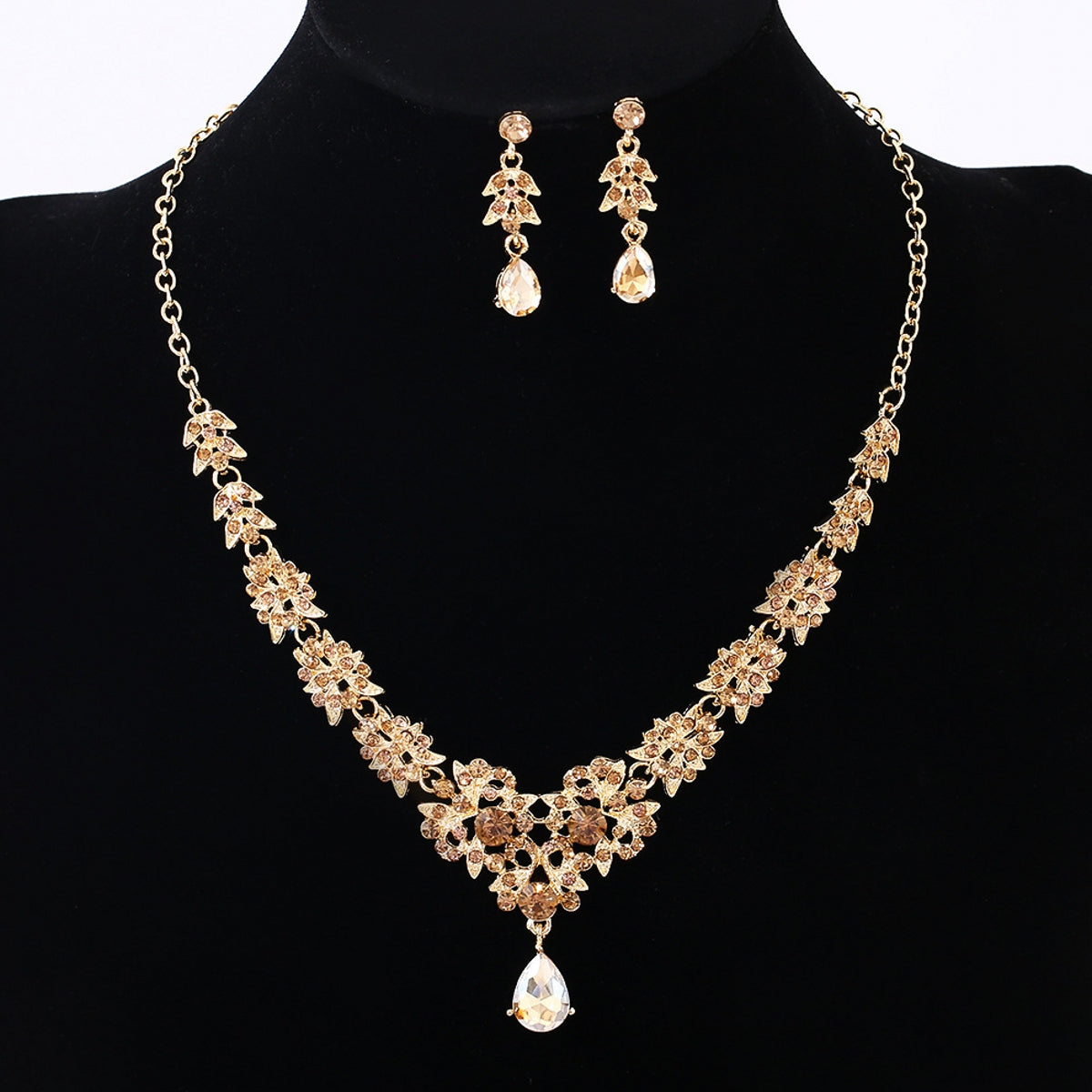 Two-Piece Set of Diamond-Encrusted Crystal Butterfly Necklace and Earrings