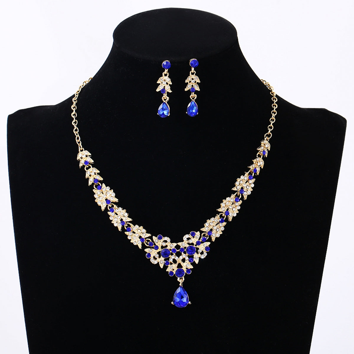 Two-Piece Set of Diamond-Encrusted Crystal Butterfly Necklace and Earrings