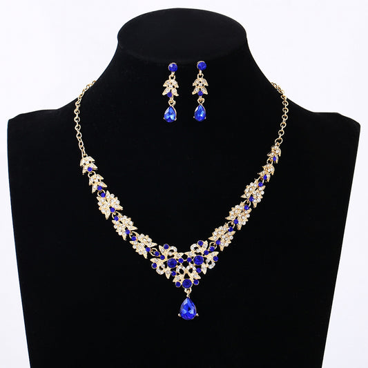 Two-Piece Set of Diamond-Encrusted Crystal Butterfly Necklace and Earrings