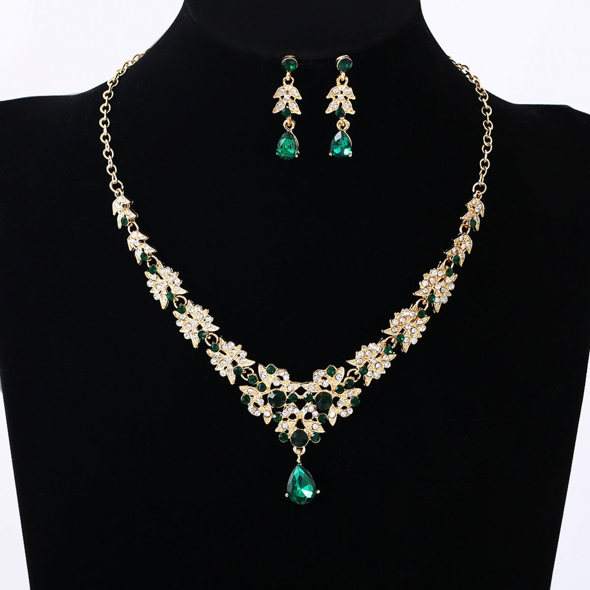Two-Piece Set of Diamond-Encrusted Crystal Butterfly Necklace and Earrings