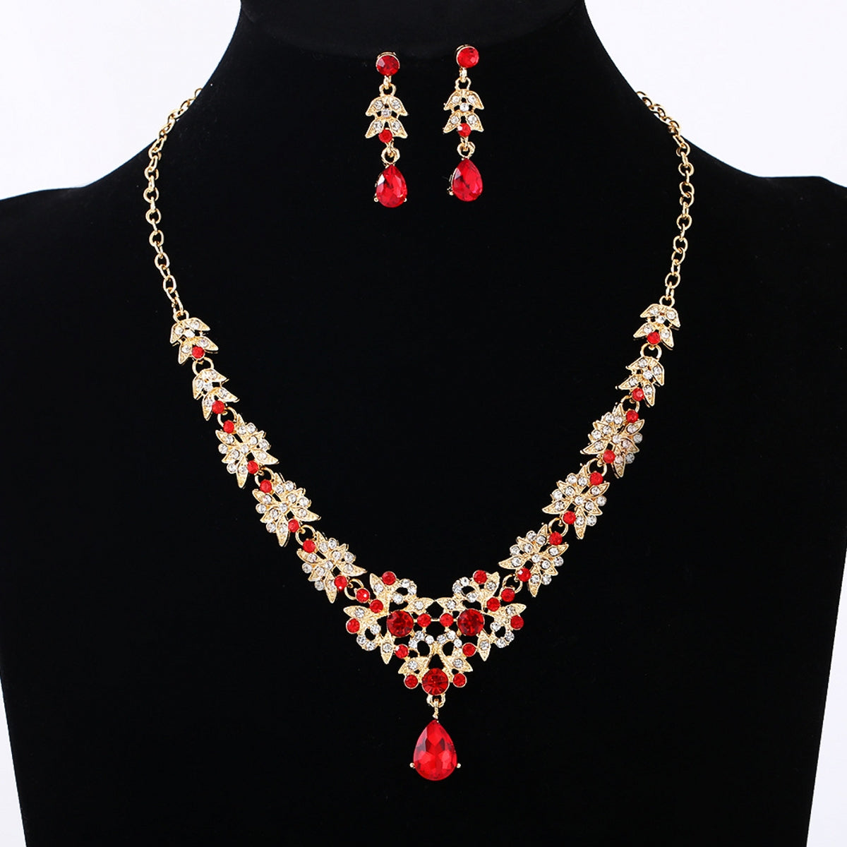 Two-Piece Set of Diamond-Encrusted Crystal Butterfly Necklace and Earrings