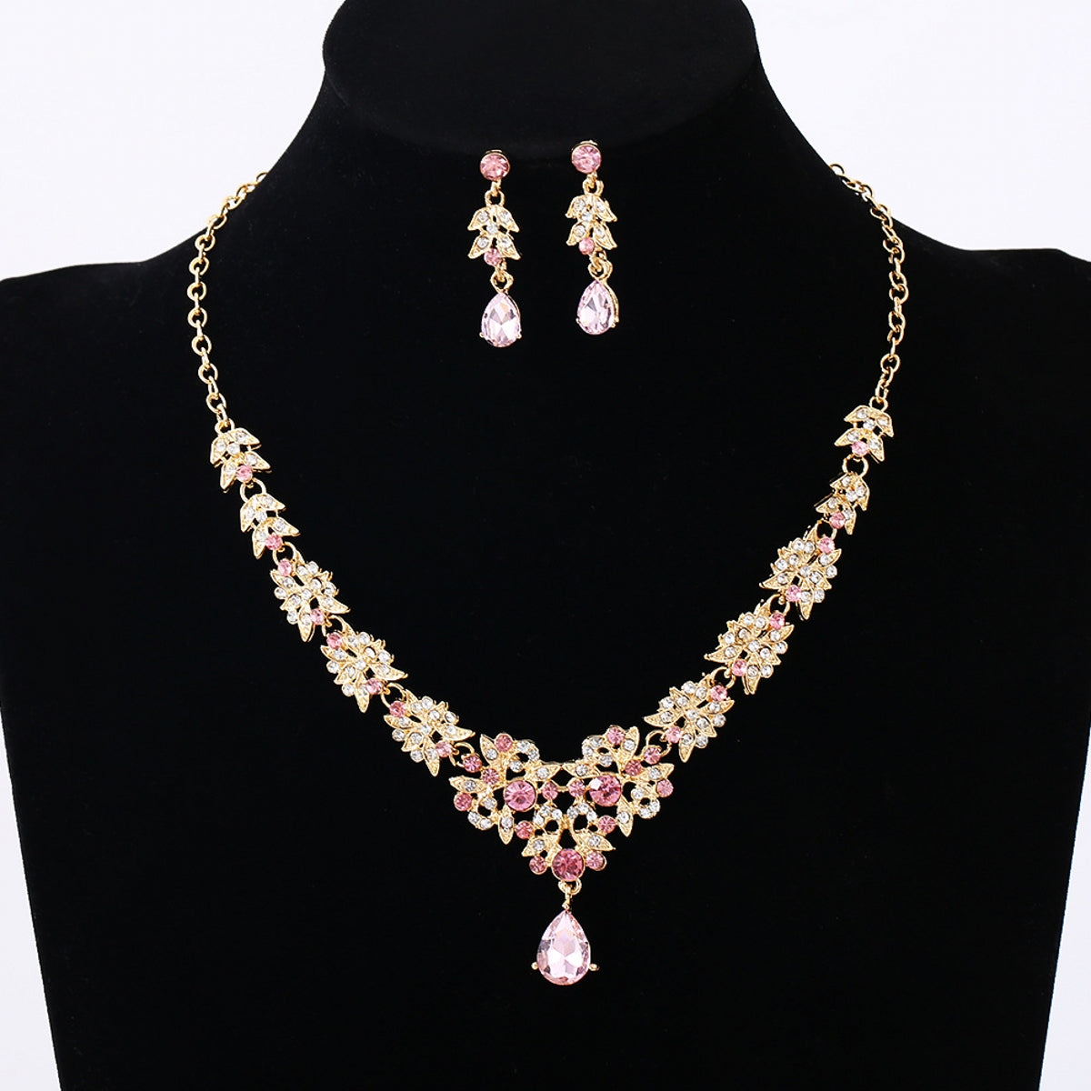 Two-Piece Set of Diamond-Encrusted Crystal Butterfly Necklace and Earrings