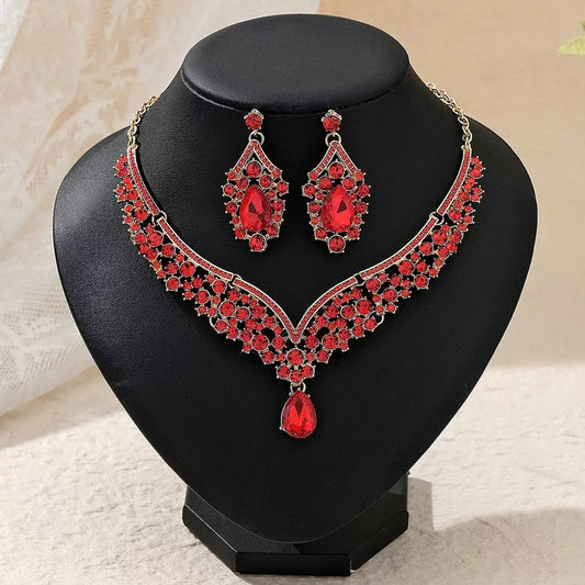 Two-Piece Set of Versatile Necklace and Earrings Featuring Luxurious  Crystal Accents