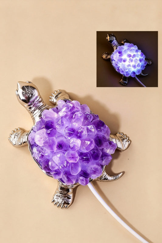 USB Amethyst Silver Bodied Turtle Small Night Light