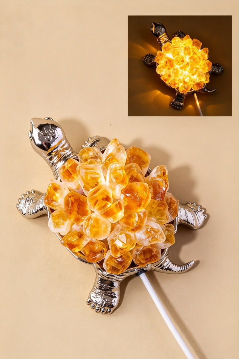 USB Citrine Silver Bodied Turtle Small Night Light