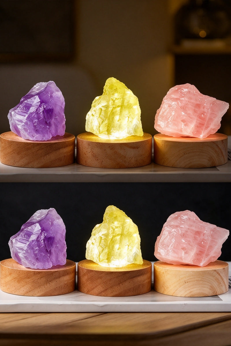 USB Natural Crystal Raw Stone Night Light