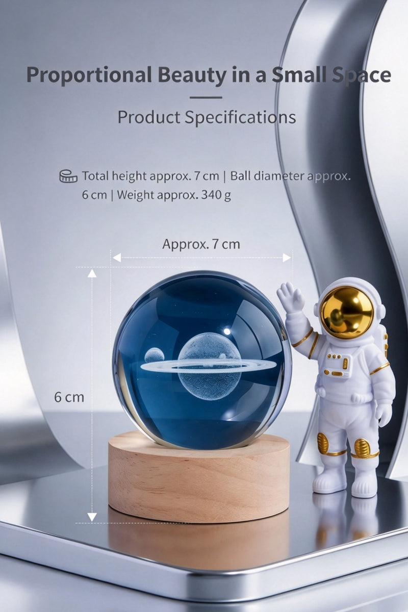 USB Saturn Crystal Ball Starry Night Glowing Night Light