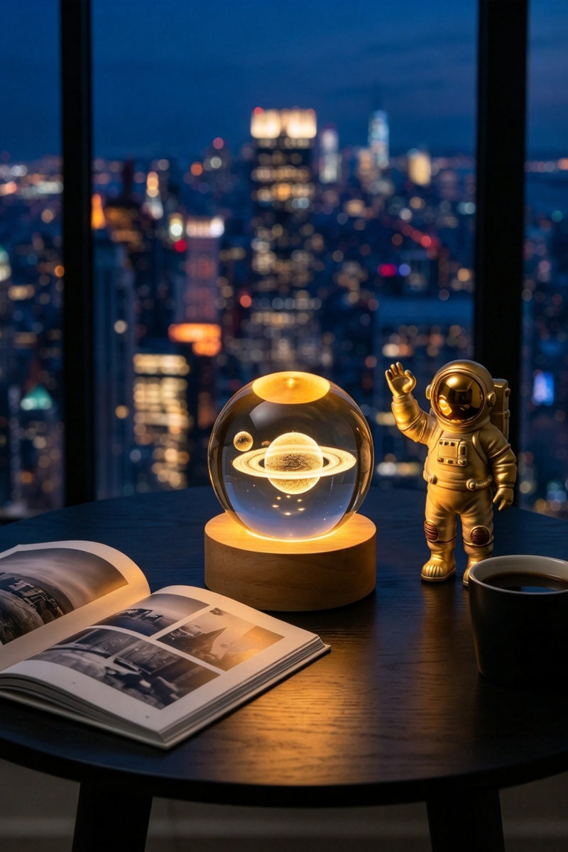 USB Saturn Crystal Ball Starry Night Glowing Night Light
