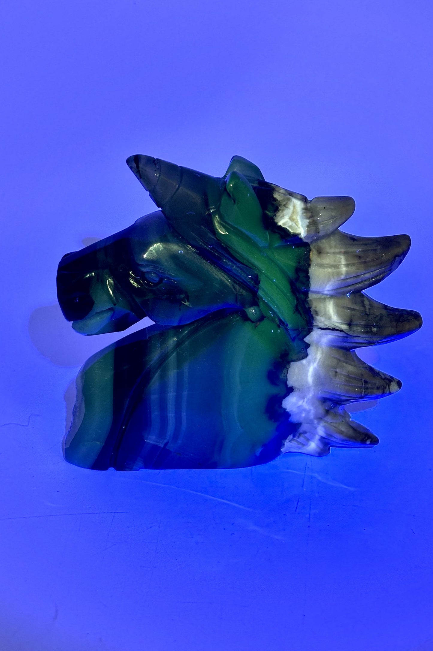 UV Reactive Volcano Agate Unicorn Carvings