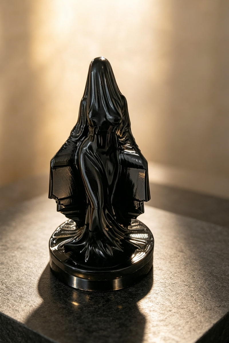 Veiled Lady Ghost Statue Halloween Witchy Carving in Medium Size for Home Decor