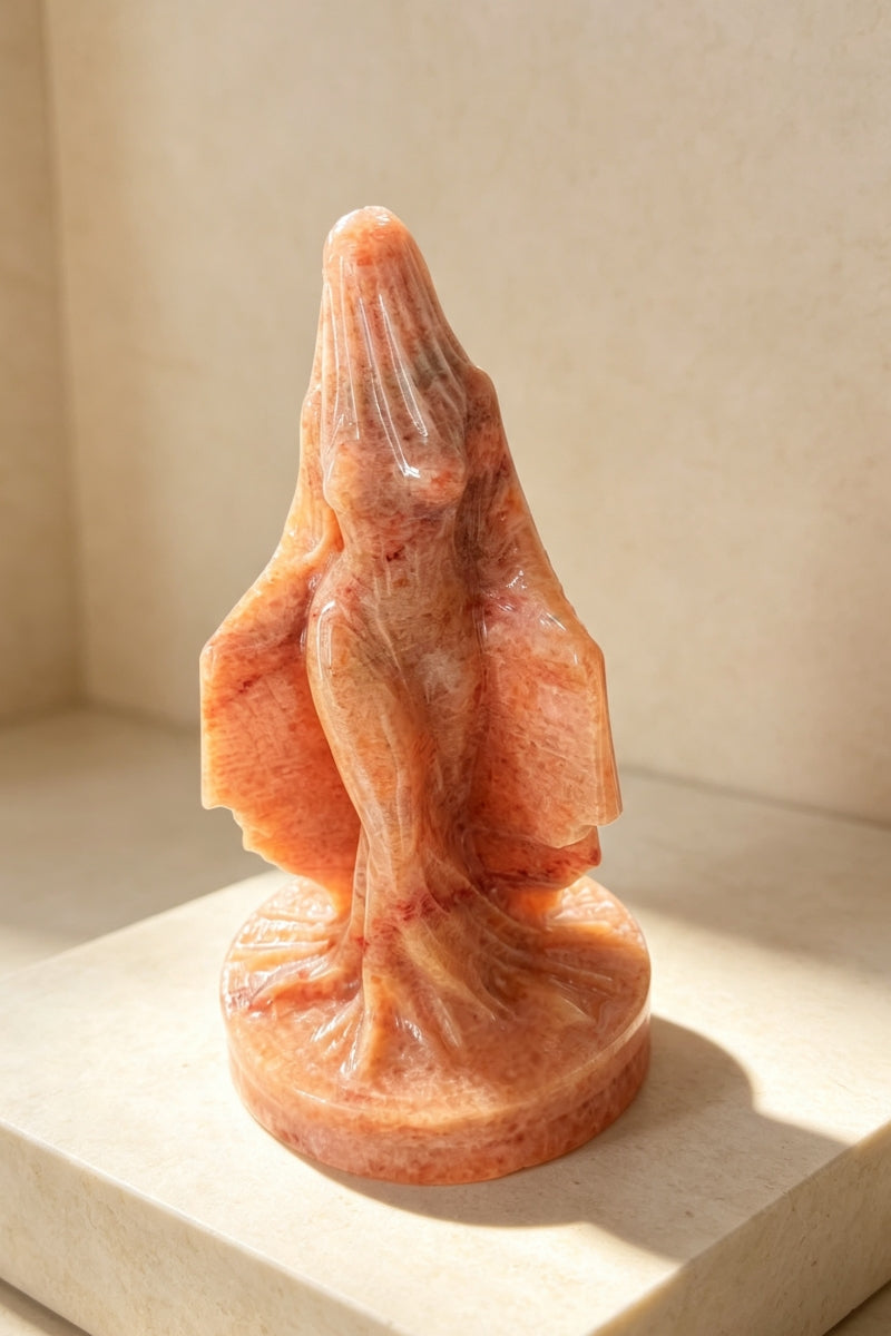 Veiled Lady Ghost Statue Halloween Witchy Carving in Medium Size for Home Decor