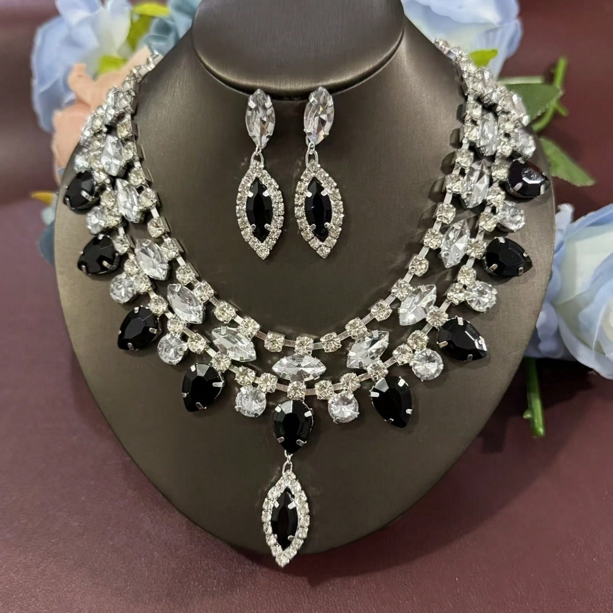 Water Crystal Necklace Earrings and Jewelry Set