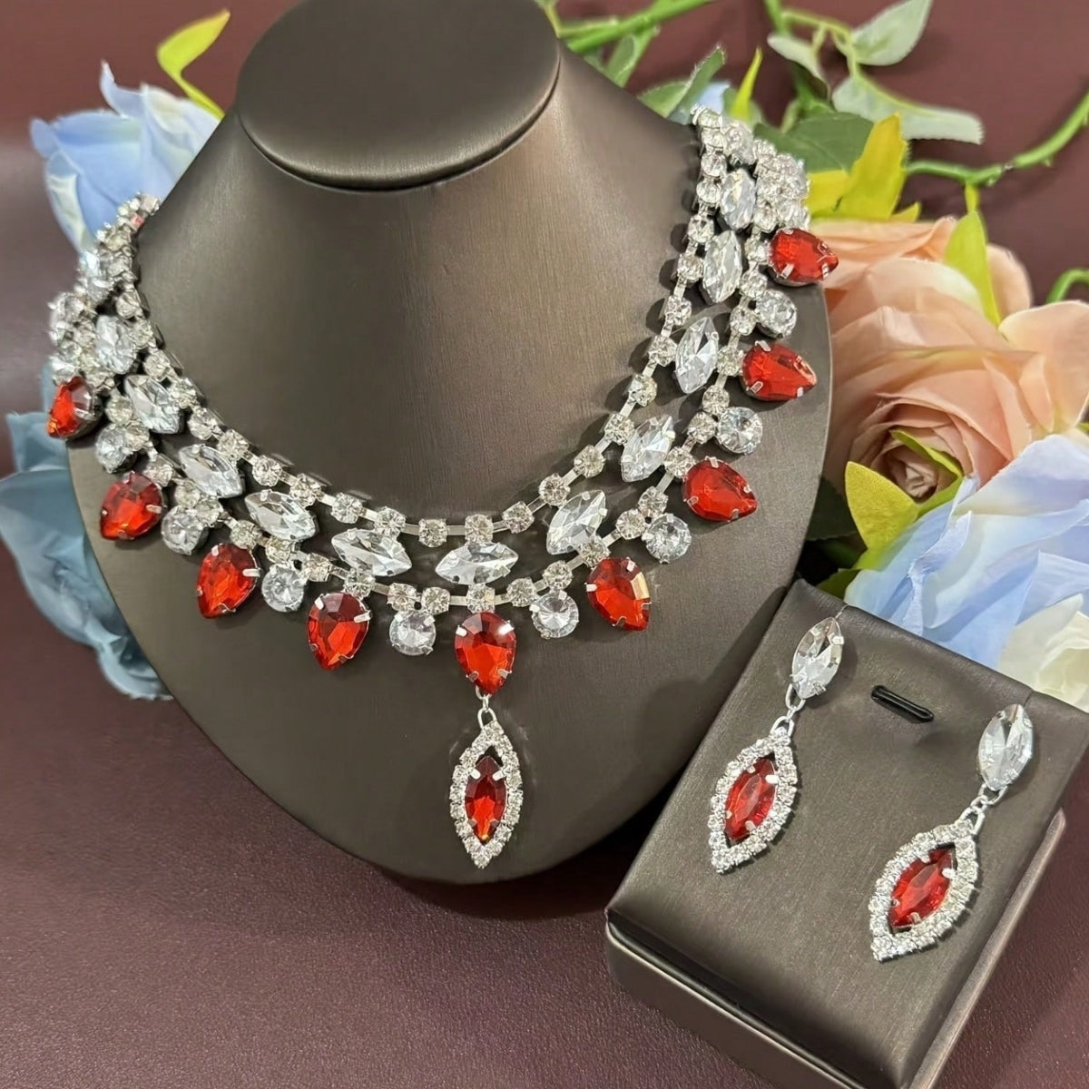 Water Crystal Necklace Earrings and Jewelry Set