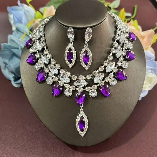 Water Crystal Necklace Earrings and Jewelry Set