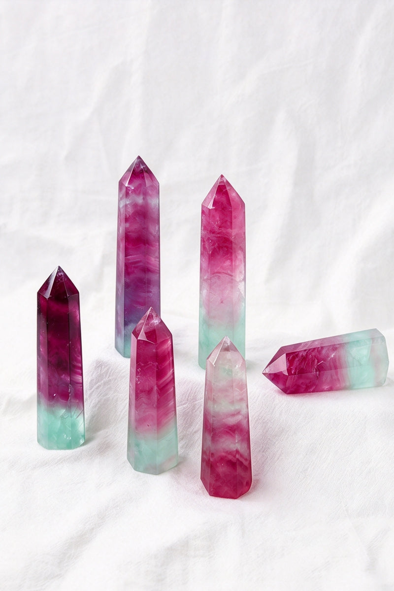 Watermelon Fluorite Towers 2.37"-3.54"Tall