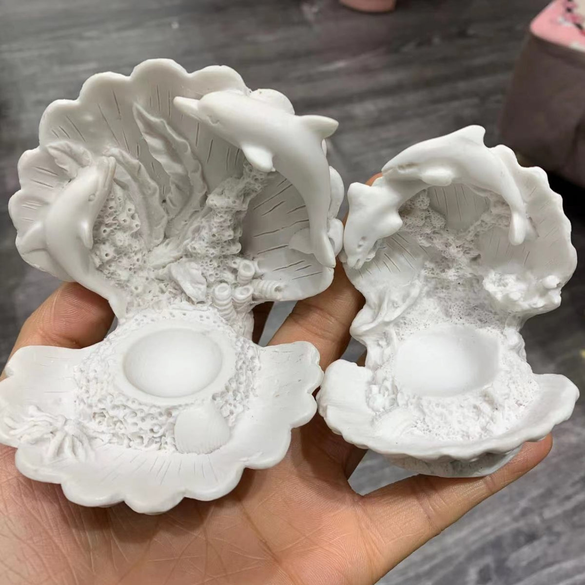 White Ocean Sea Shells Sphere Holders