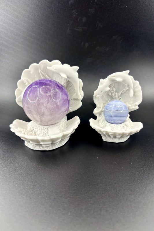 White Ocean Sea Shells Sphere Holders
