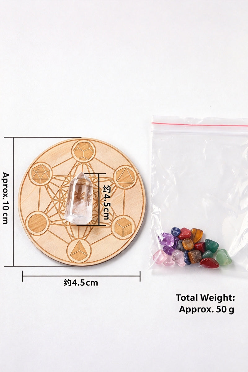 Wooden Tray with Clear Quartz Towers Raw Stone Home Decor