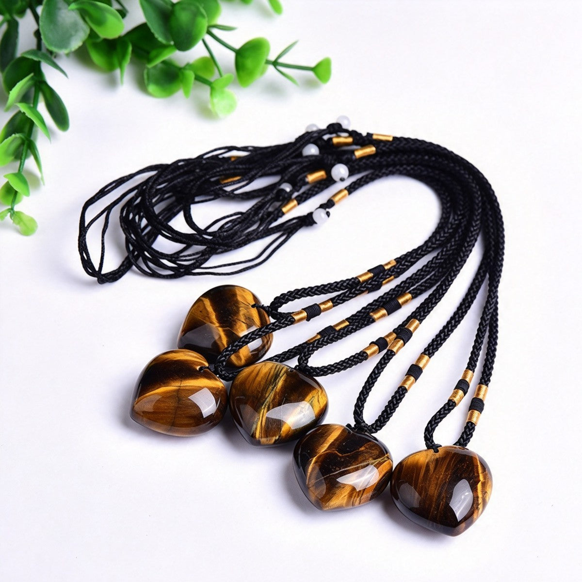 Yellow Tiger's Eye Heart Pendant Necklace