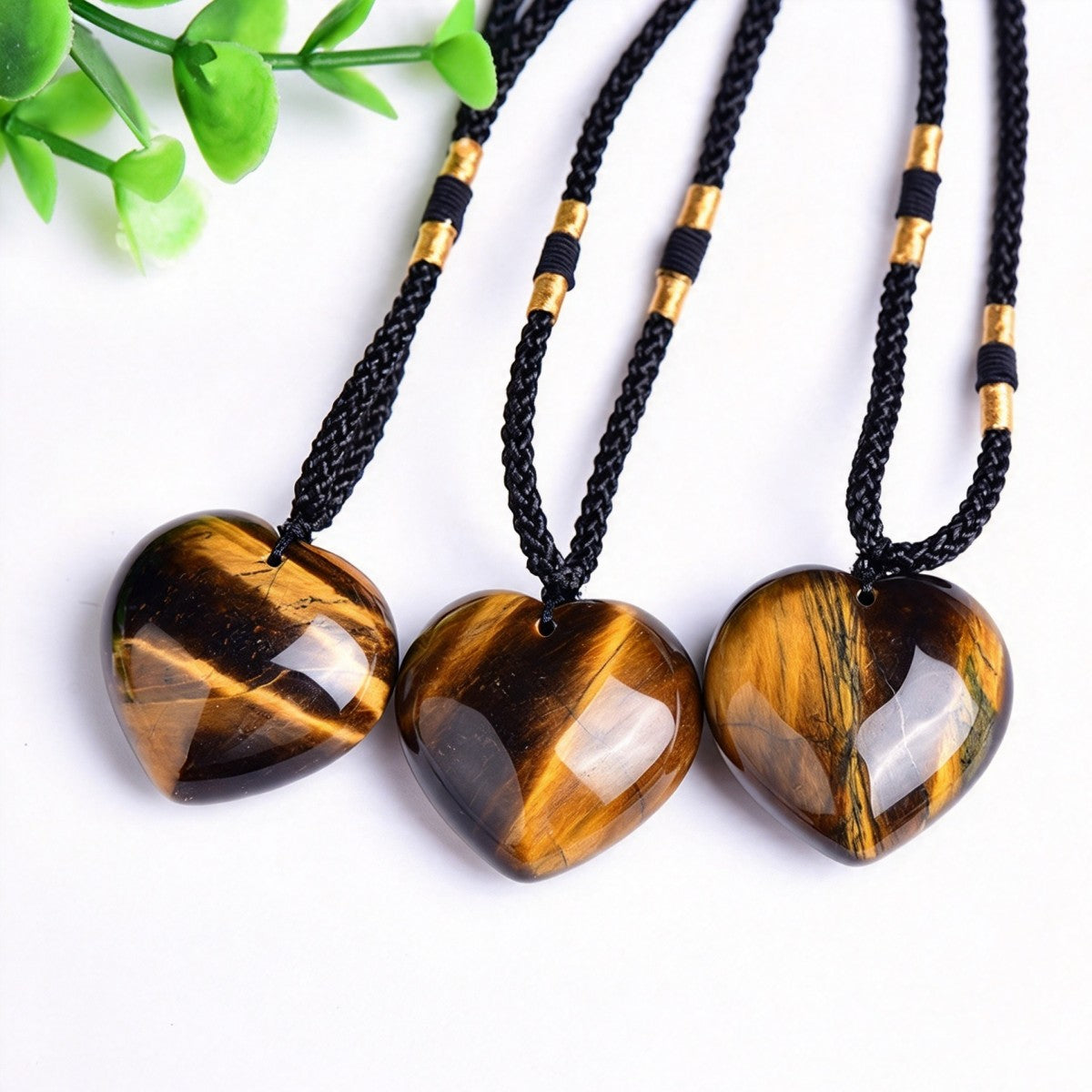 Yellow Tiger's Eye Heart Pendant Necklace